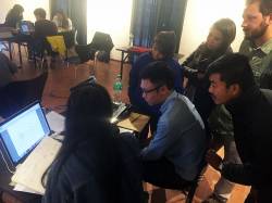 Workshop on the Koshi-Tappu corridor at Taragaon Museum. By Ashley Scott Kelly, 2016.