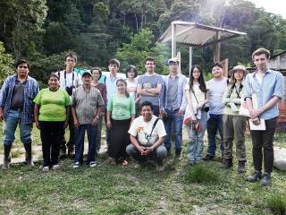 HKU student research team with ECOAN (NGO) and Conservation International staff at a nursery outside Alto Mayo Protected Forest, San Martin, Peru. By Ashley Scott Kelly, 2012.